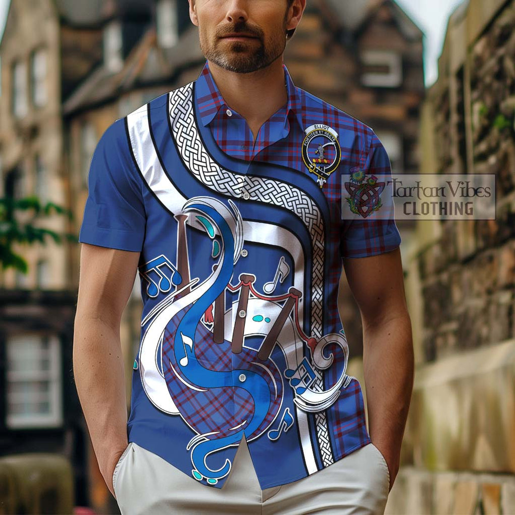 Elliot Modern Tartan Short Sleeve Button Shirt with Epic Bagpipe Style - Tartanvibesclothing Shop