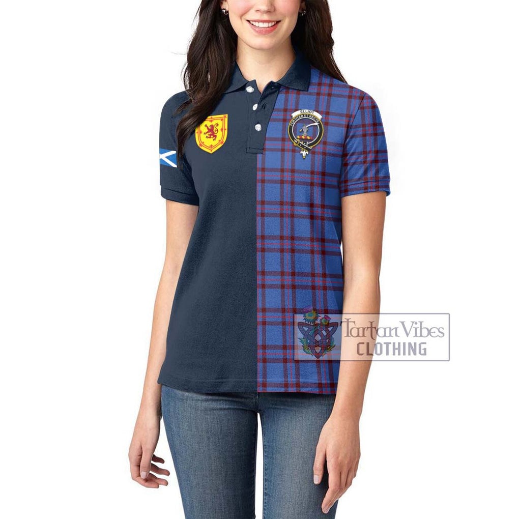 Tartan Vibes Clothing Elliot Modern Tartan Women's Polo Shirt with Scottish Lion Royal Arm Half Style