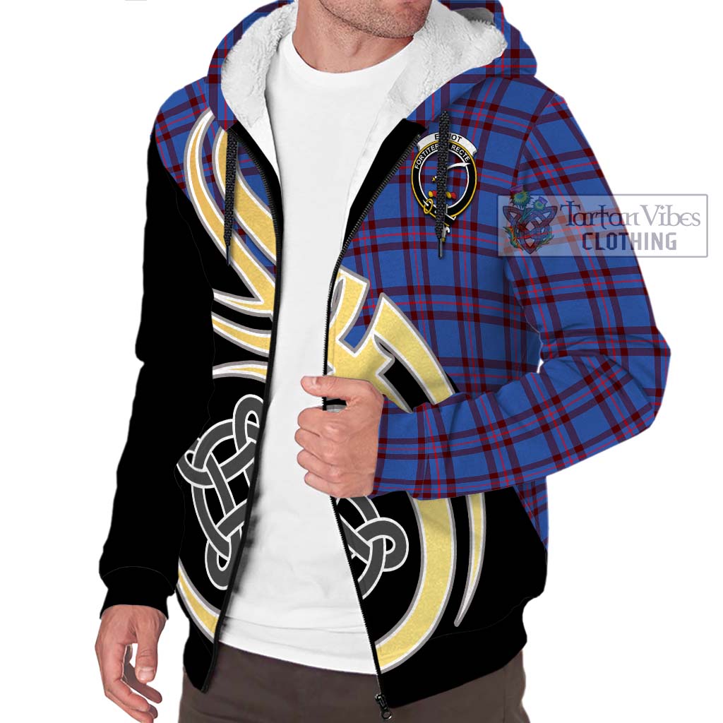 Elliot Modern Tartan Sherpa Hoodie with Family Crest and Celtic Symbol Style - Tartan Vibes Clothing