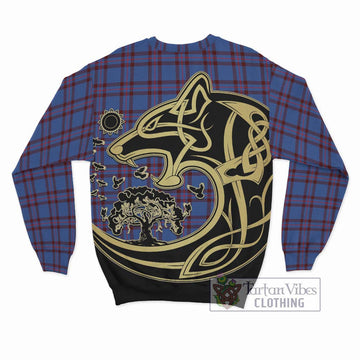 Elliot Modern Tartan Sweatshirt with Family Crest Celtic Wolf Style