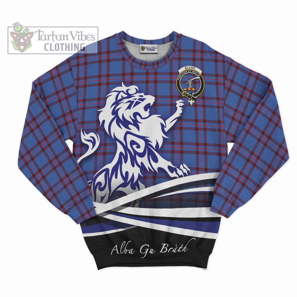 Elliot Modern Tartan Sweatshirt with Alba Gu Brath Regal Lion Emblem - Tartanvibesclothing Shop