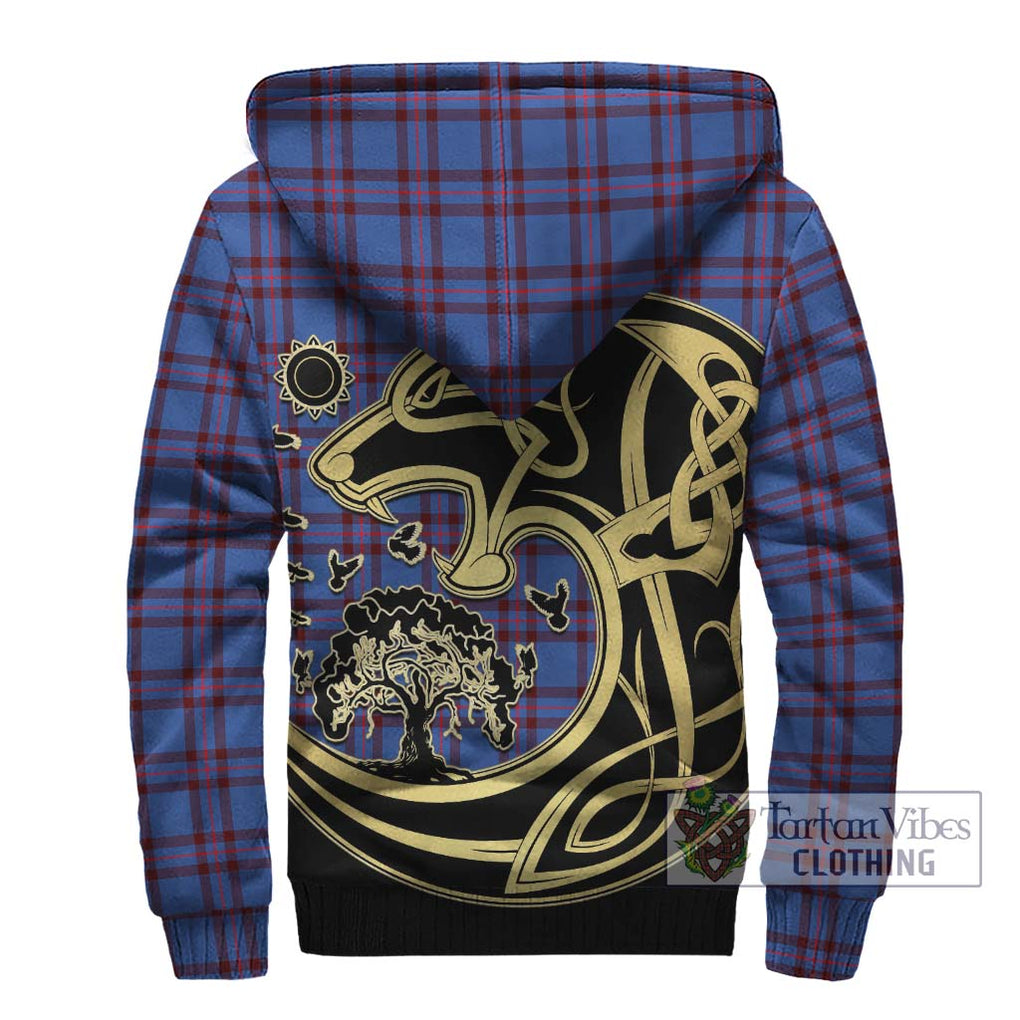 Elliot Modern Tartan Sherpa Hoodie with Family Crest Celtic Wolf Style - Tartan Vibes Clothing