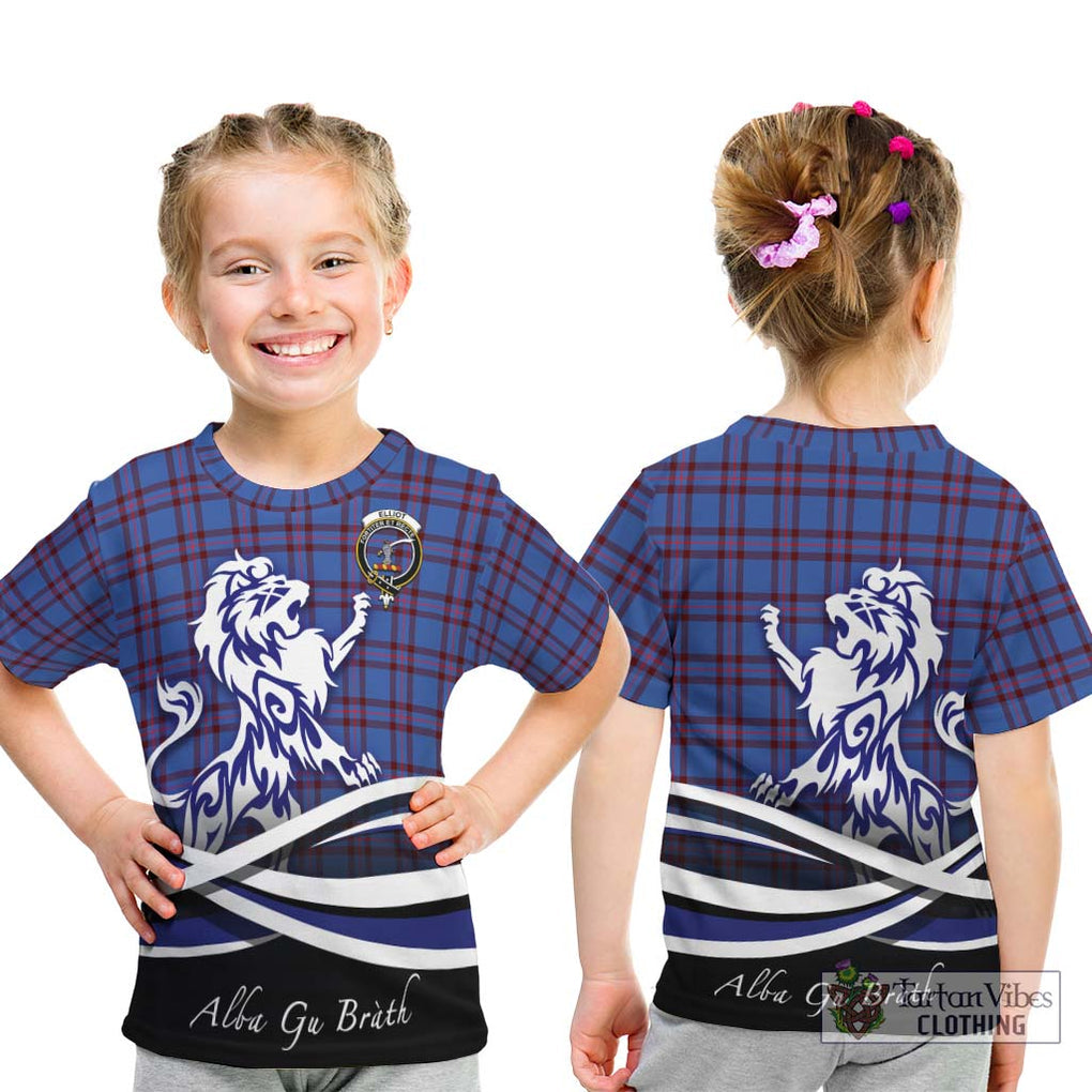 Elliot Modern Tartan Kid T-Shirt with Alba Gu Brath Regal Lion Emblem - Tartanvibesclothing Shop