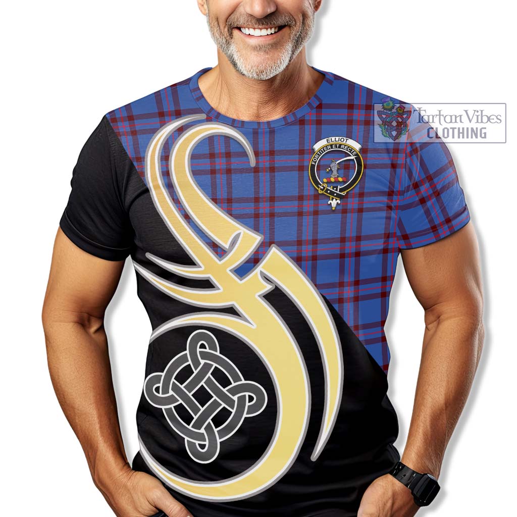 Tartan Vibes Clothing Elliot Modern Tartan T-Shirt with Family Crest and Celtic Symbol Style