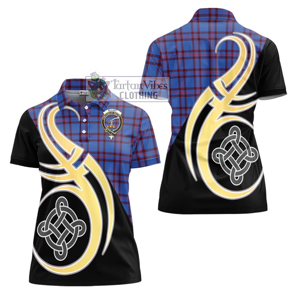 Elliot Modern Tartan Women's Polo Shirt with Family Crest and Celtic Symbol Style - Tartan Vibes Clothing