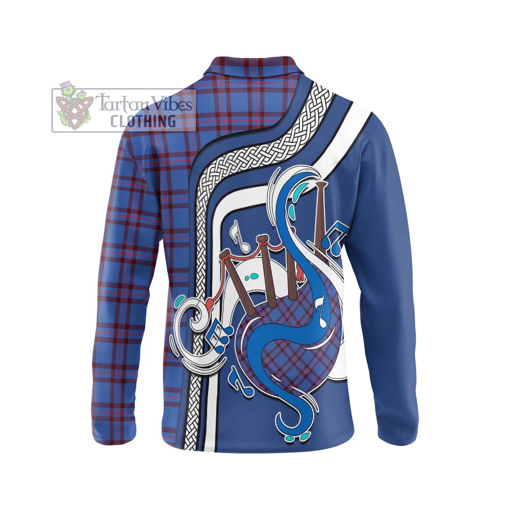 Tartan Vibes Clothing Elliot Modern Tartan Long Sleeve Polo Shirt with Epic Bagpipe Style