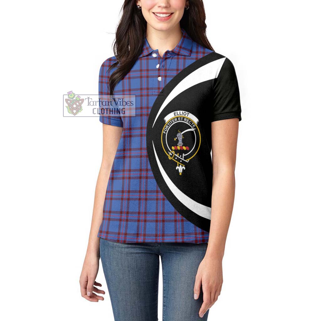 Elliot Modern Tartan Women's Polo Shirt with Family Crest Circle Style - Tartan Vibes Clothing