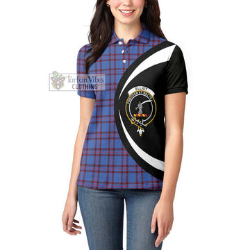 Elliot Modern Tartan Women's Polo Shirt with Family Crest Circle Style