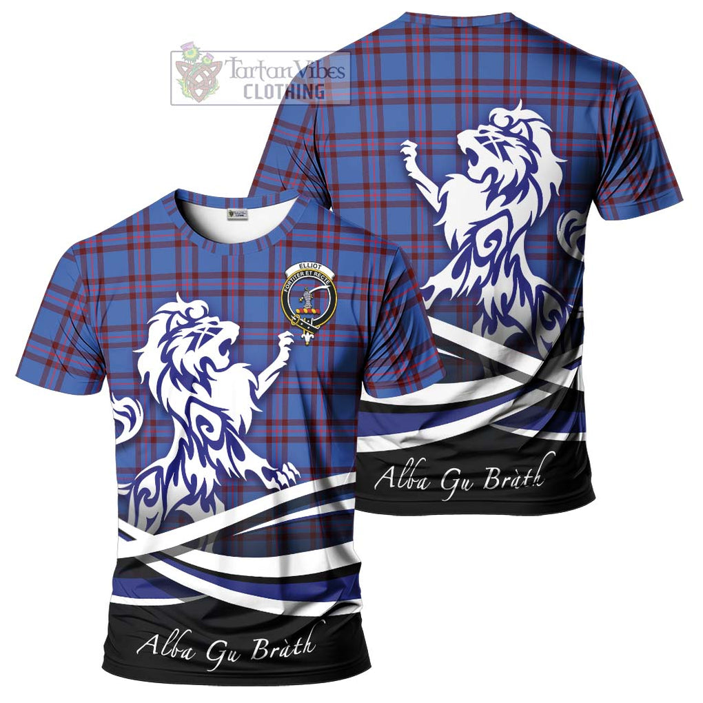 Tartan Vibes Clothing Elliot Modern Tartan Cotton T-shirt with Alba Gu Brath Regal Lion Emblem