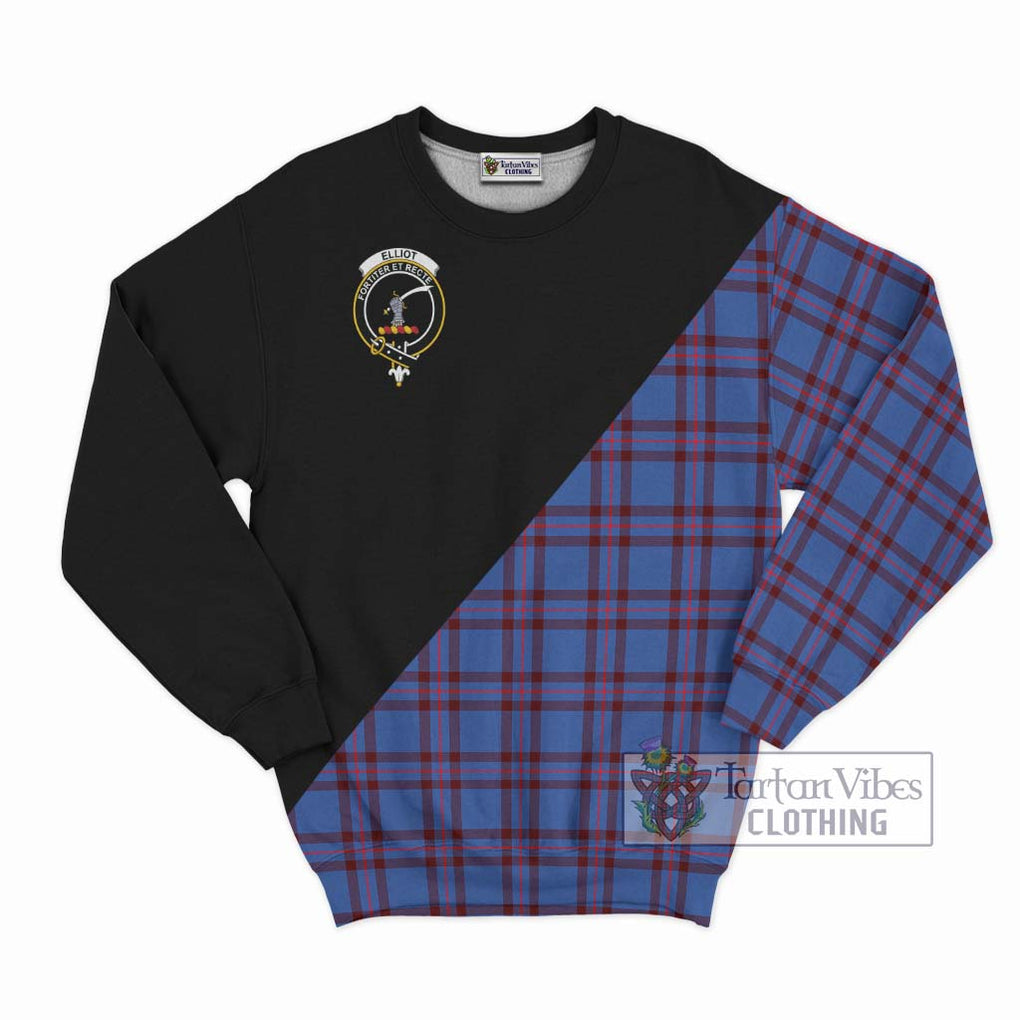 Elliot Modern Tartan Sweatshirt with Family Crest and Military Logo Style - Tartanvibesclothing Shop