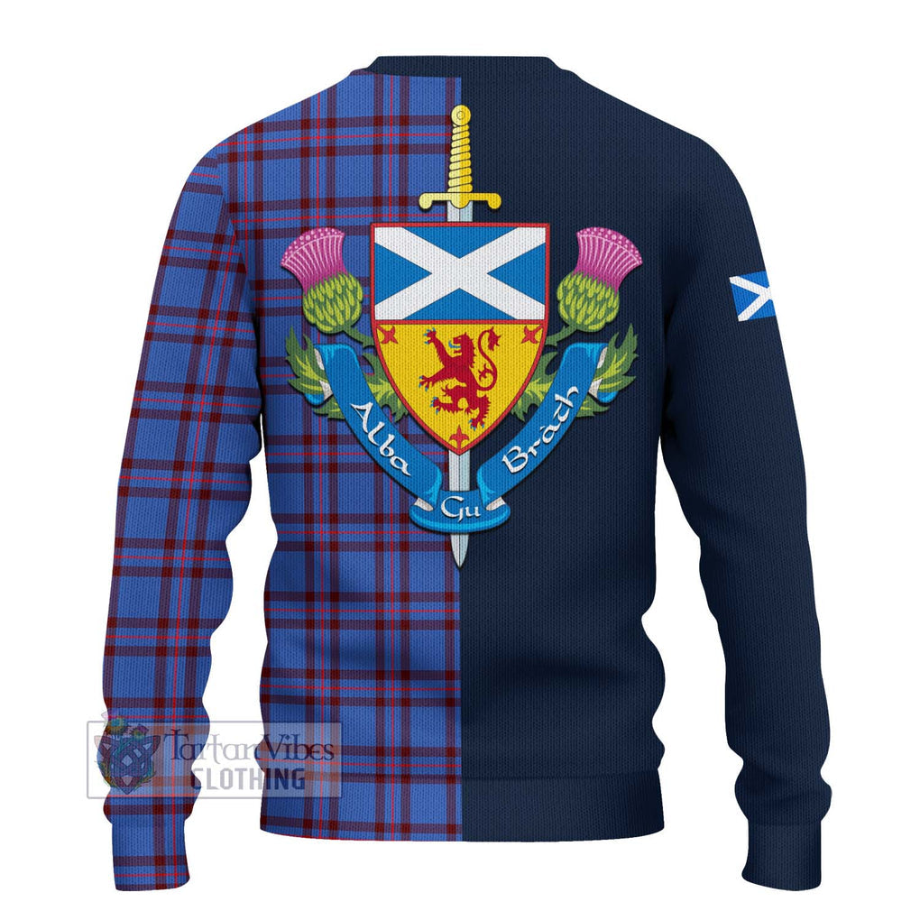 Tartan Vibes Clothing Elliot Modern Tartan Knitted Sweater with Scottish Lion Royal Arm Half Style