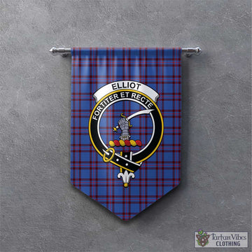 Elliot Modern Tartan Gonfalon, Tartan Banner with Family Crest