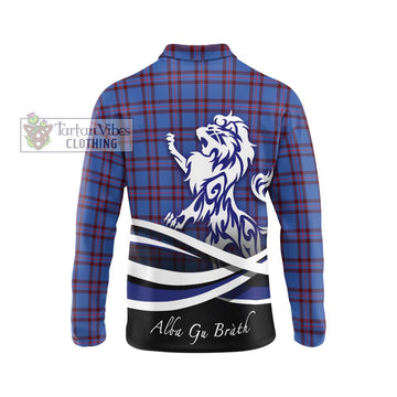 Elliot Modern Tartan Long Sleeve Polo Shirt with Alba Gu Brath Regal Lion Emblem