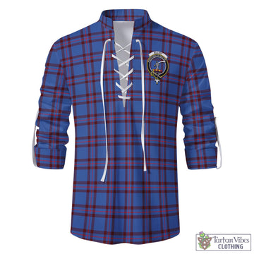 Elliot Modern Tartan Men's Scottish Traditional Jacobite Ghillie Kilt Shirt with Family Crest