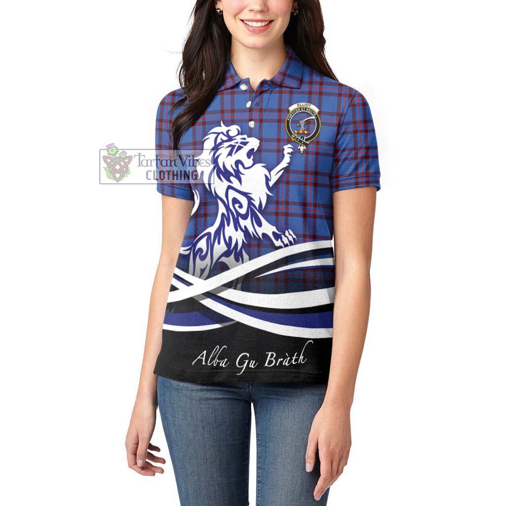 Elliot Modern Tartan Women's Polo Shirt with Alba Gu Brath Regal Lion Emblem - Tartanvibesclothing Shop