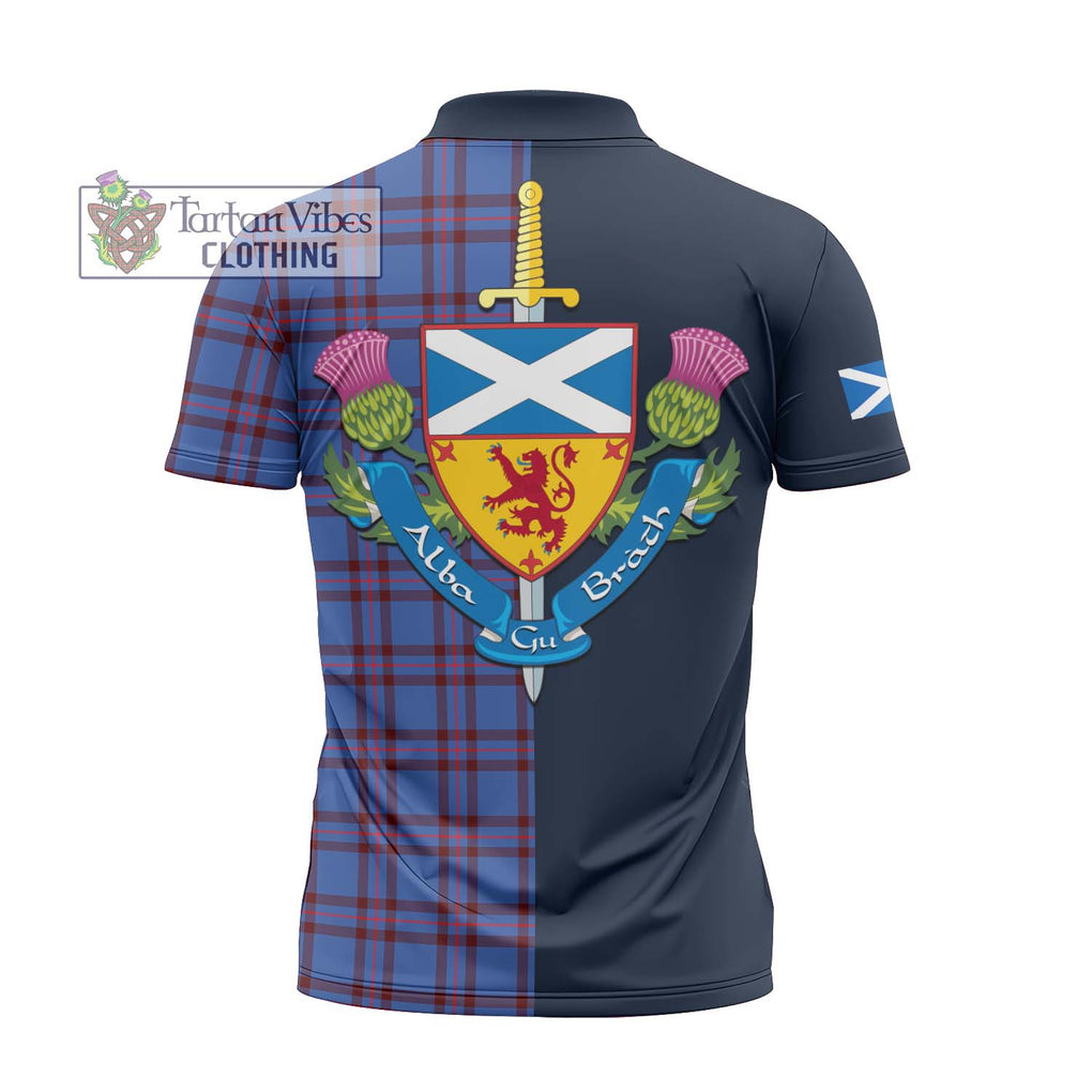 Tartan Vibes Clothing Elliot Modern Tartan Zipper Polo Shirt with Scottish Lion Royal Arm Half Style