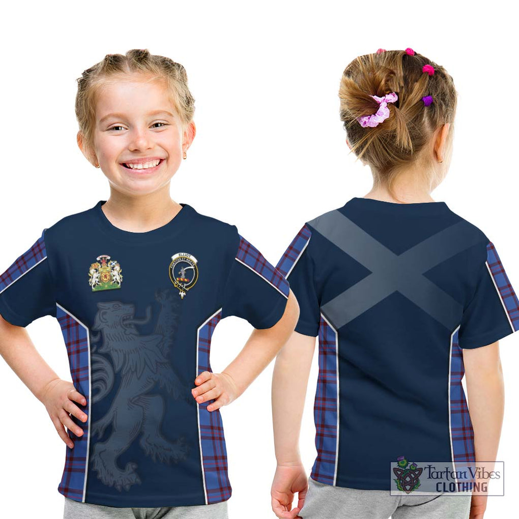 Elliot Modern Tartan Kid T-Shirt with Family Crest and Lion Rampant Vibes Sport Style - Tartan Vibes Clothing