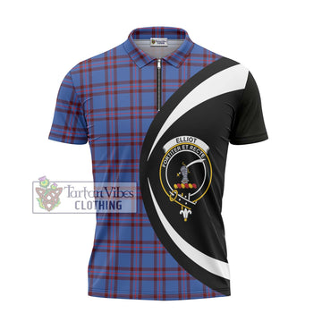 Elliot Modern Tartan Zipper Polo Shirt with Family Crest Circle Style