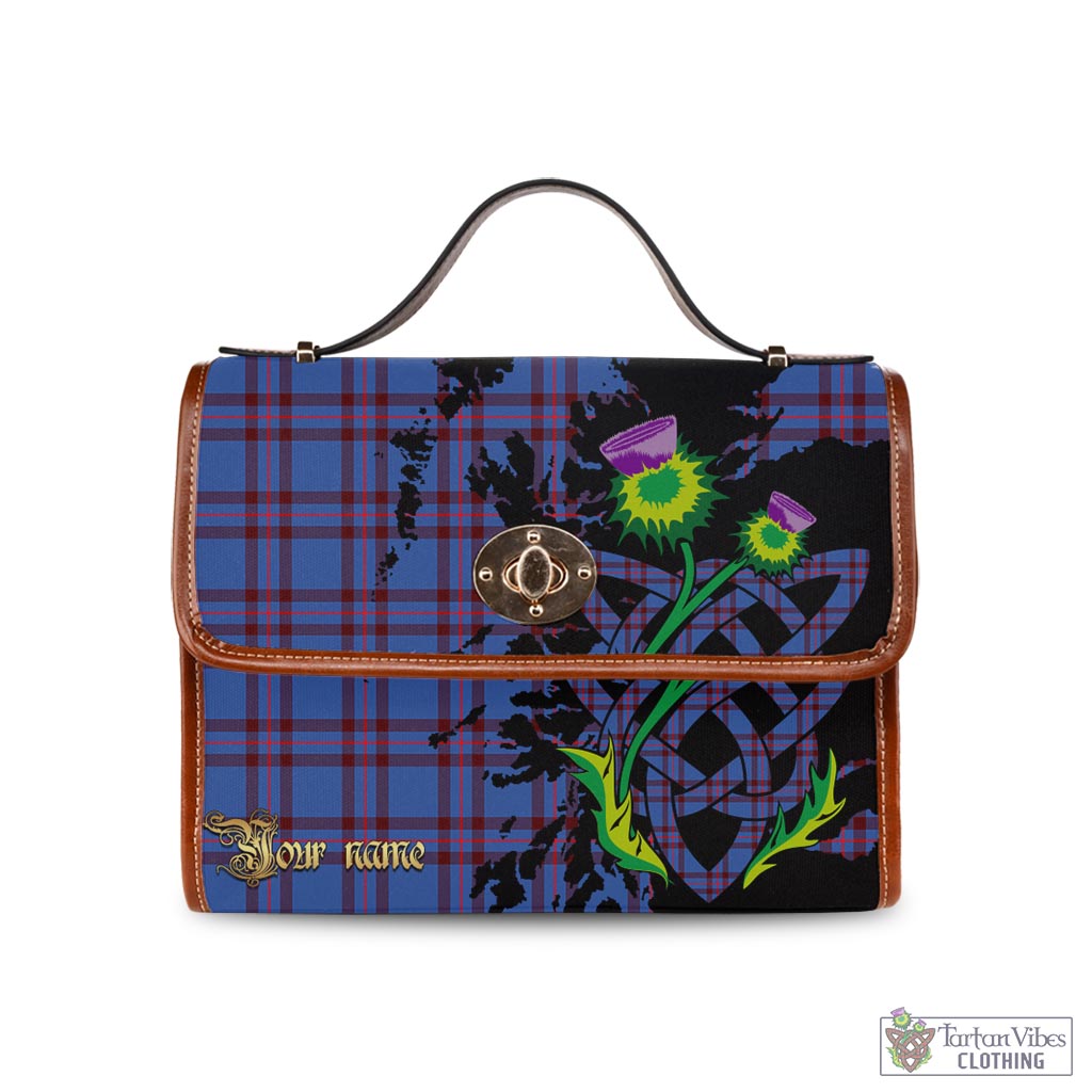 Tartan Vibes Clothing Elliot Modern Tartan Waterproof Canvas Bag with Scotland Map and Thistle Celtic Accents