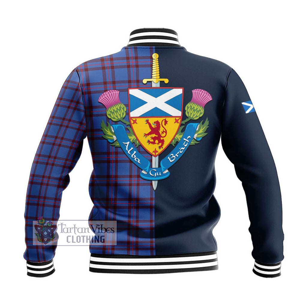 Tartan Vibes Clothing Elliot Modern Tartan Baseball Jacket with Scottish Lion Royal Arm Half Style