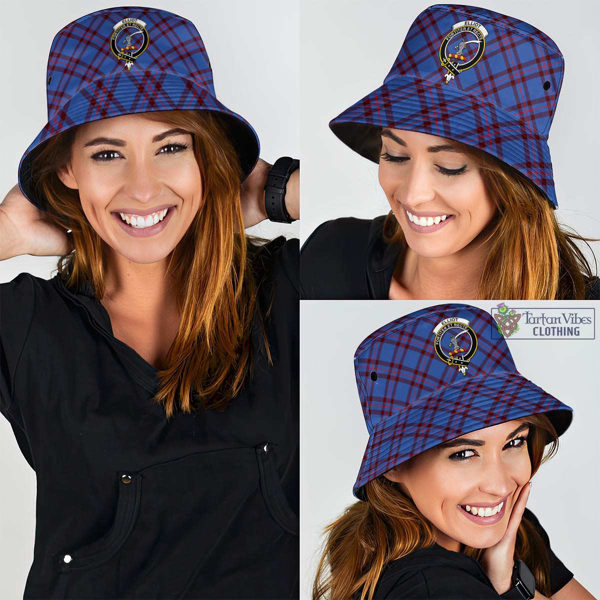 Tartan Vibes Clothing Elliot Modern Tartan Bucket Hat with Family Crest