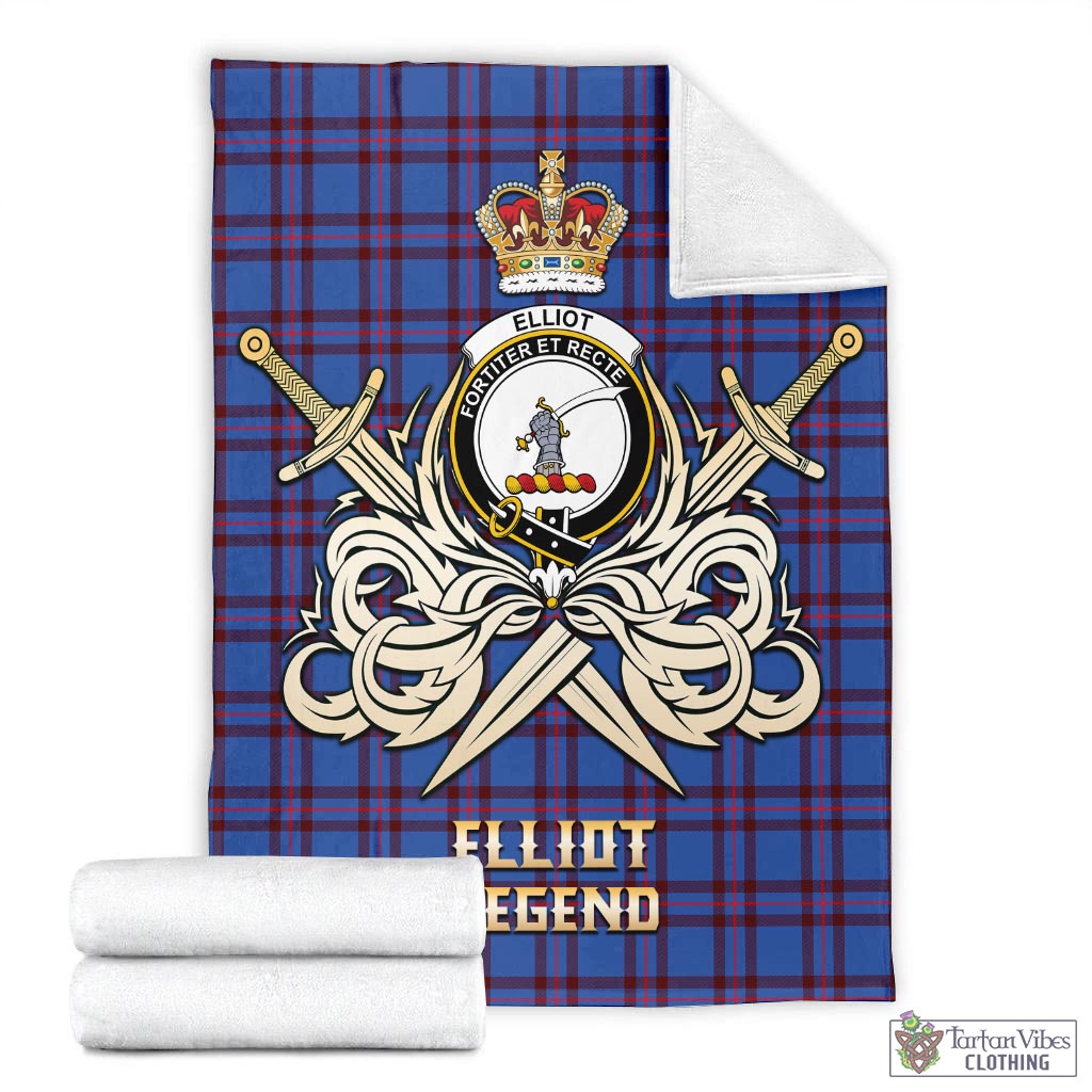 Tartan Vibes Clothing Elliot Modern Tartan Blanket with Clan Crest and the Golden Sword of Courageous Legacy