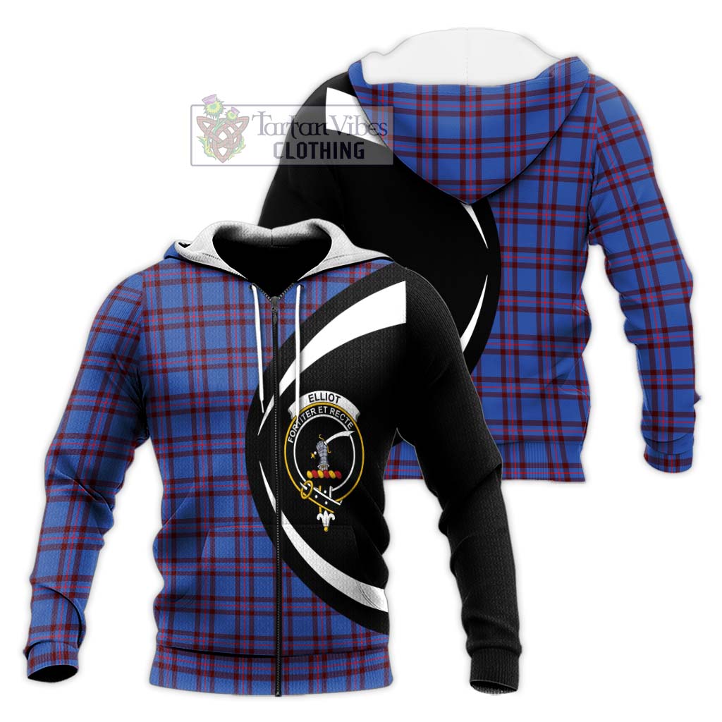 Elliot Modern Tartan Knitted Hoodie with Family Crest Circle Style Unisex Knitted Zip Hoodie - Tartan Vibes Clothing