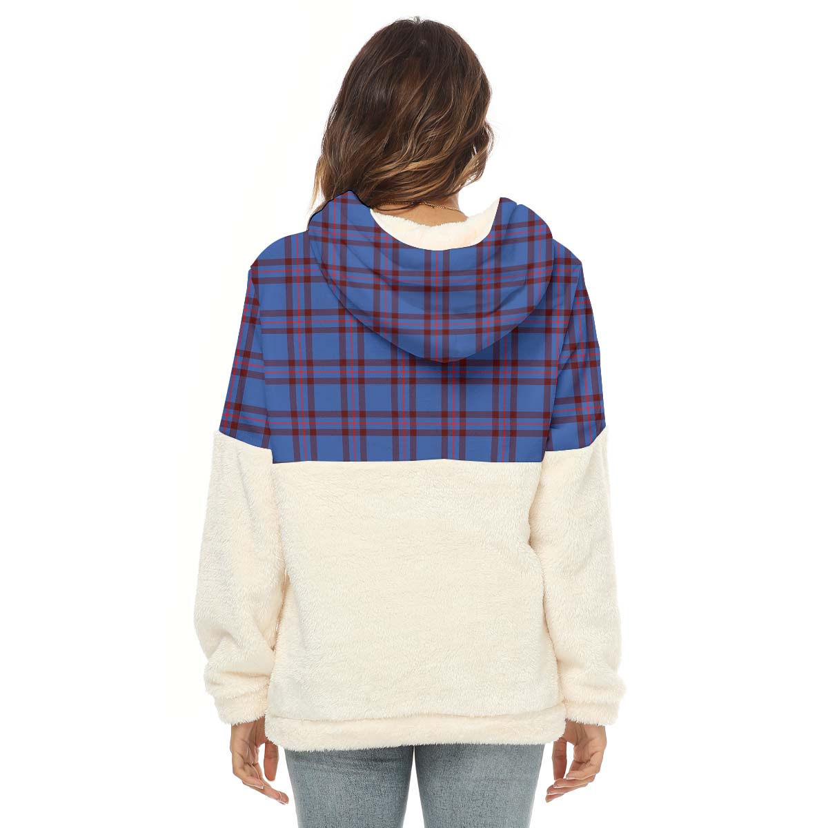 Elliot Modern Tartan Women's Borg Fleece Hoodie With Half Zip - Tartanvibesclothing