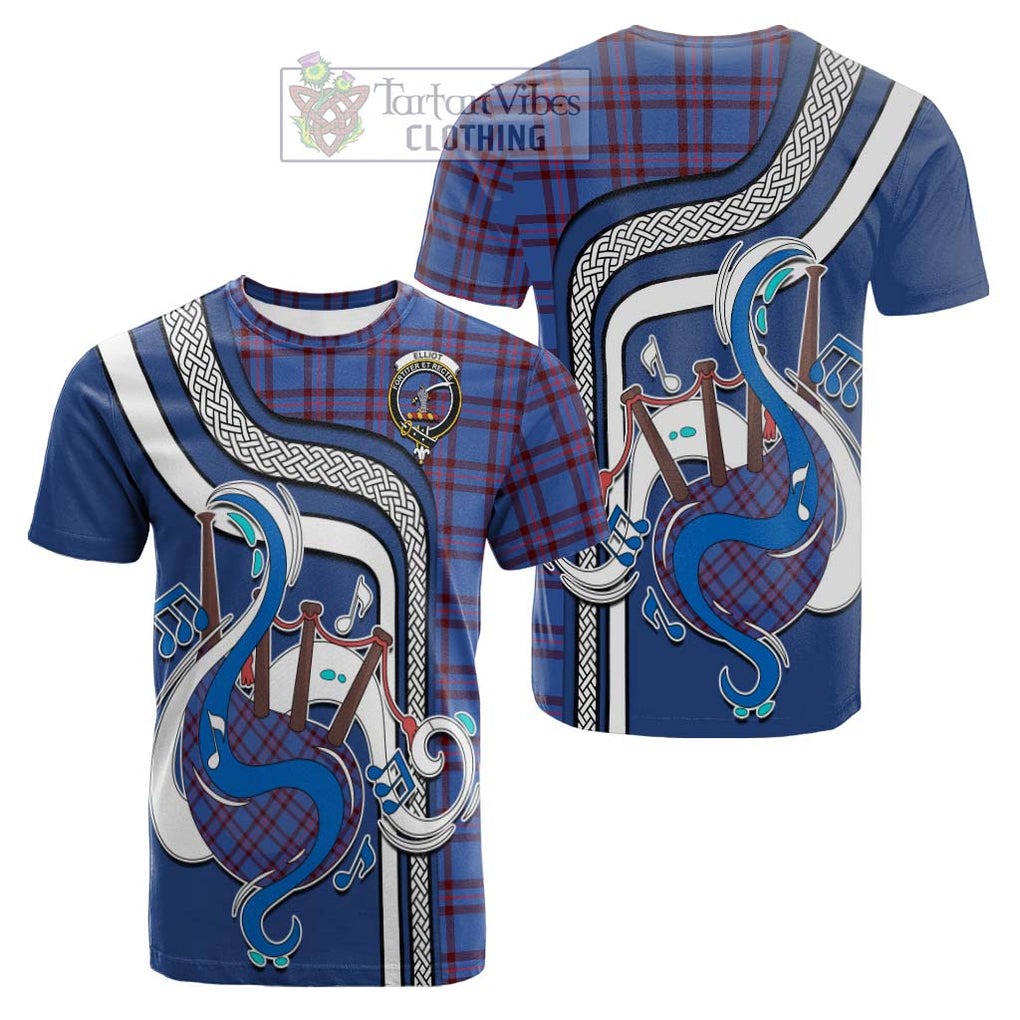 Tartan Vibes Clothing Elliot Modern Tartan Cotton T-shirt with Epic Bagpipe Style