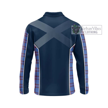 Elliot Modern Tartan Long Sleeve Polo Shirt with Family Crest and Lion Rampant Vibes Sport Style