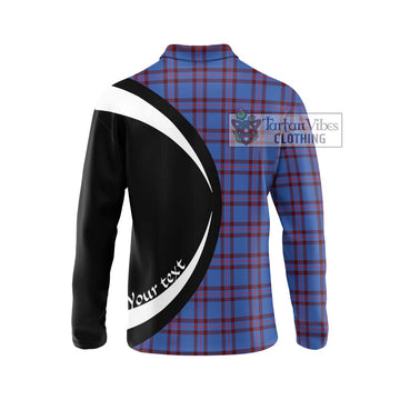 Elliot Modern Tartan Long Sleeve Polo Shirt with Family Crest Circle Style