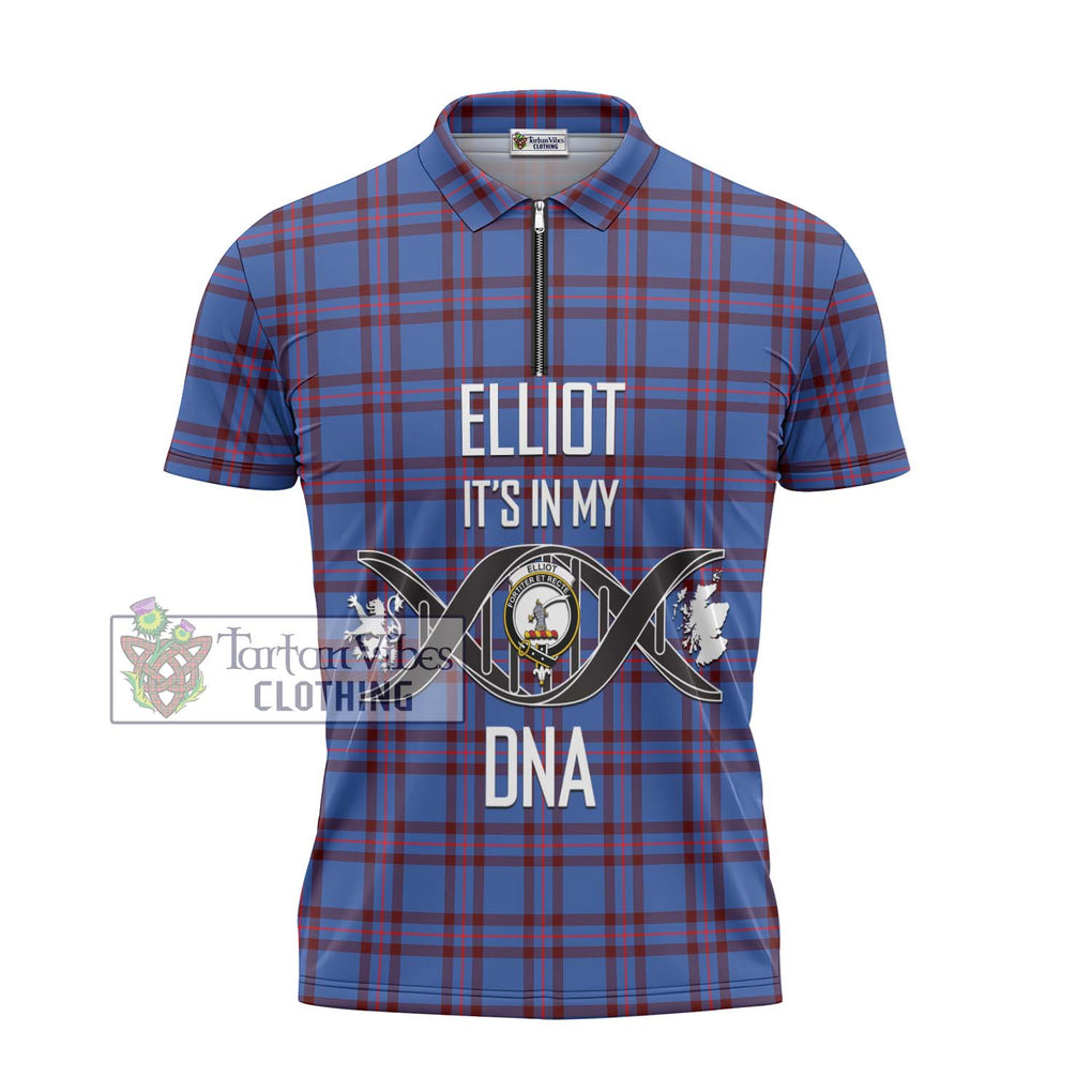 Elliot Modern Tartan Zipper Polo Shirt with Family Crest DNA In Me Style - Tartanvibesclothing Shop