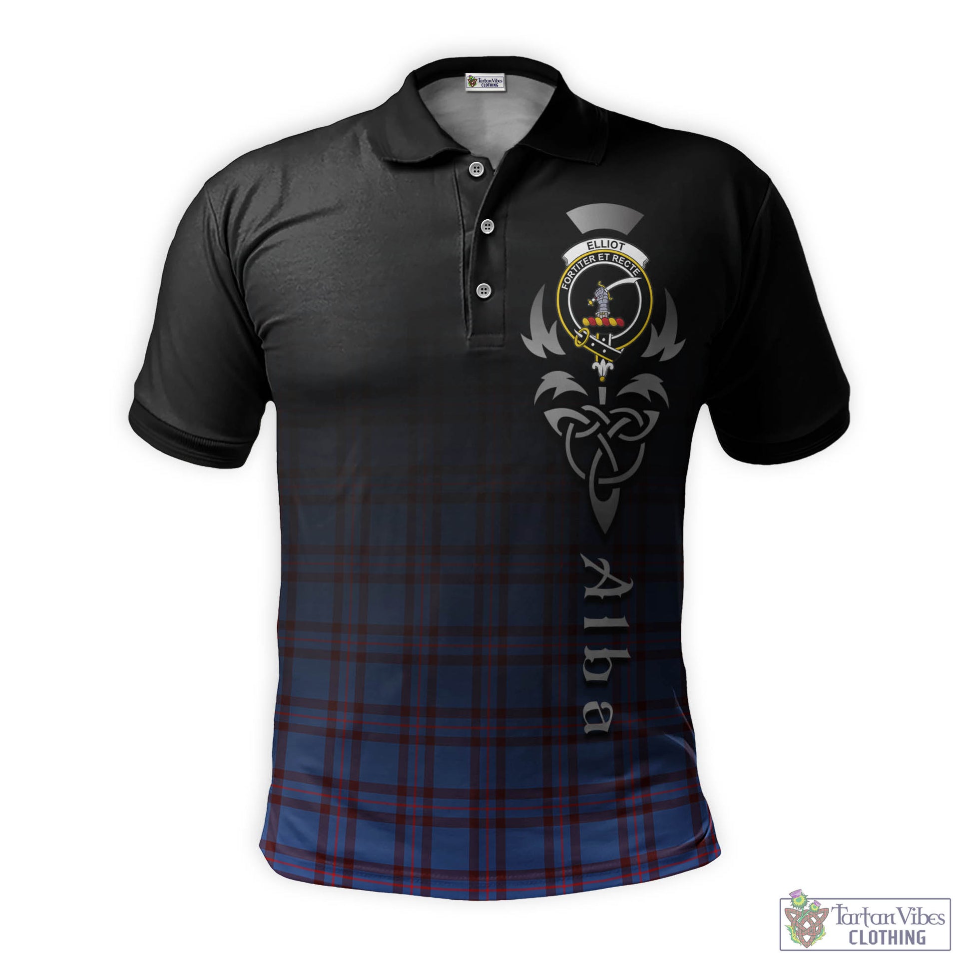 Tartan Vibes Clothing Elliot Modern Tartan Polo Shirt Featuring Alba Gu Brath Family Crest Celtic Inspired