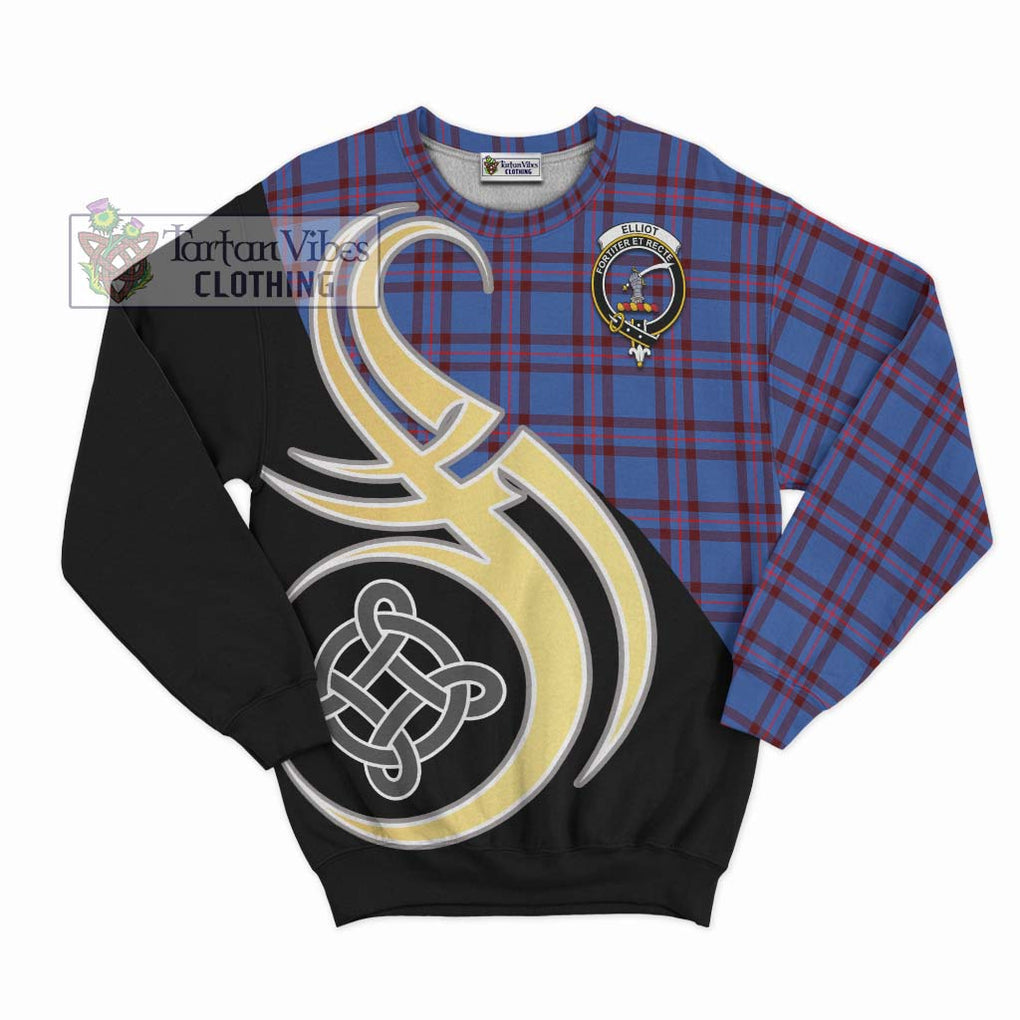 Elliot Modern Tartan Sweatshirt with Family Crest and Celtic Symbol Style - Tartan Vibes Clothing