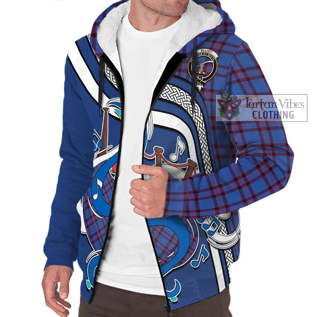 Elliot Modern Tartan Sherpa Hoodie with Epic Bagpipe Style Unisex - Tartanvibesclothing Shop