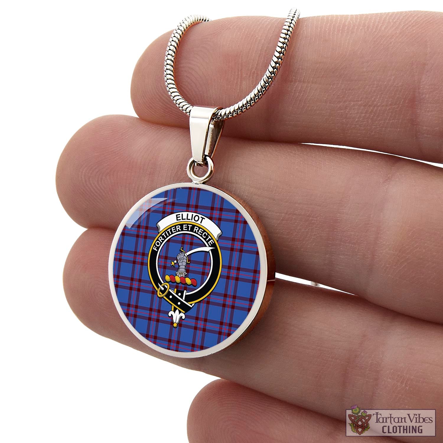 Tartan Vibes Clothing Elliot Modern Tartan Circle Necklace with Family Crest