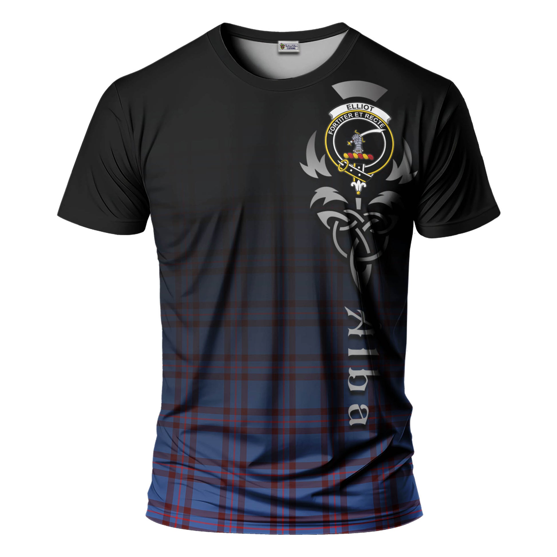 Tartan Vibes Clothing Elliot Modern Tartan T-Shirt Featuring Alba Gu Brath Family Crest Celtic Inspired