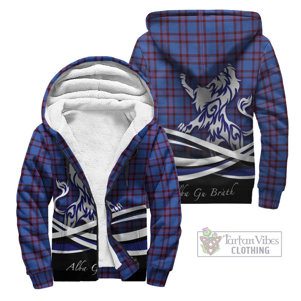 Elliot Modern Tartan Sherpa Hoodie with Alba Gu Brath Regal Lion Emblem Unisex - Tartanvibesclothing Shop