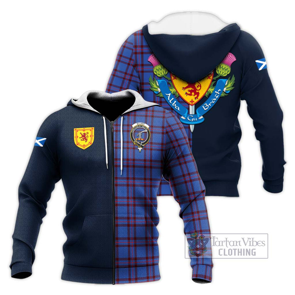 Tartan Vibes Clothing Elliot Modern Tartan Knitted Hoodie with Scottish Lion Royal Arm Half Style