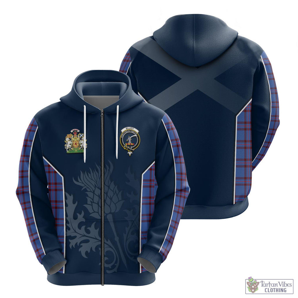 Tartan Vibes Clothing Elliot Modern Tartan Hoodie with Family Crest and Scottish Thistle Vibes Sport Style