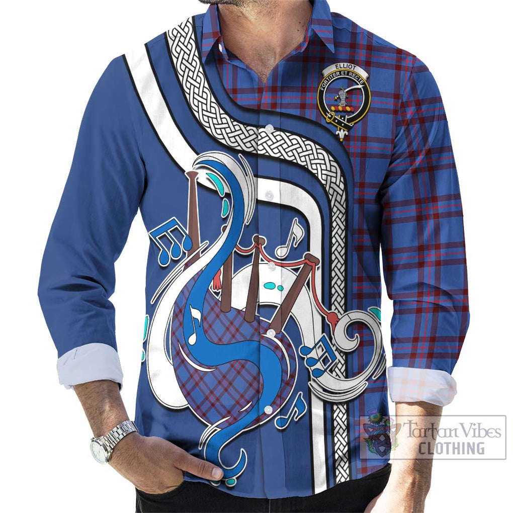 Elliot Modern Tartan Long Sleeve Button Shirt with Epic Bagpipe Style - Tartanvibesclothing Shop