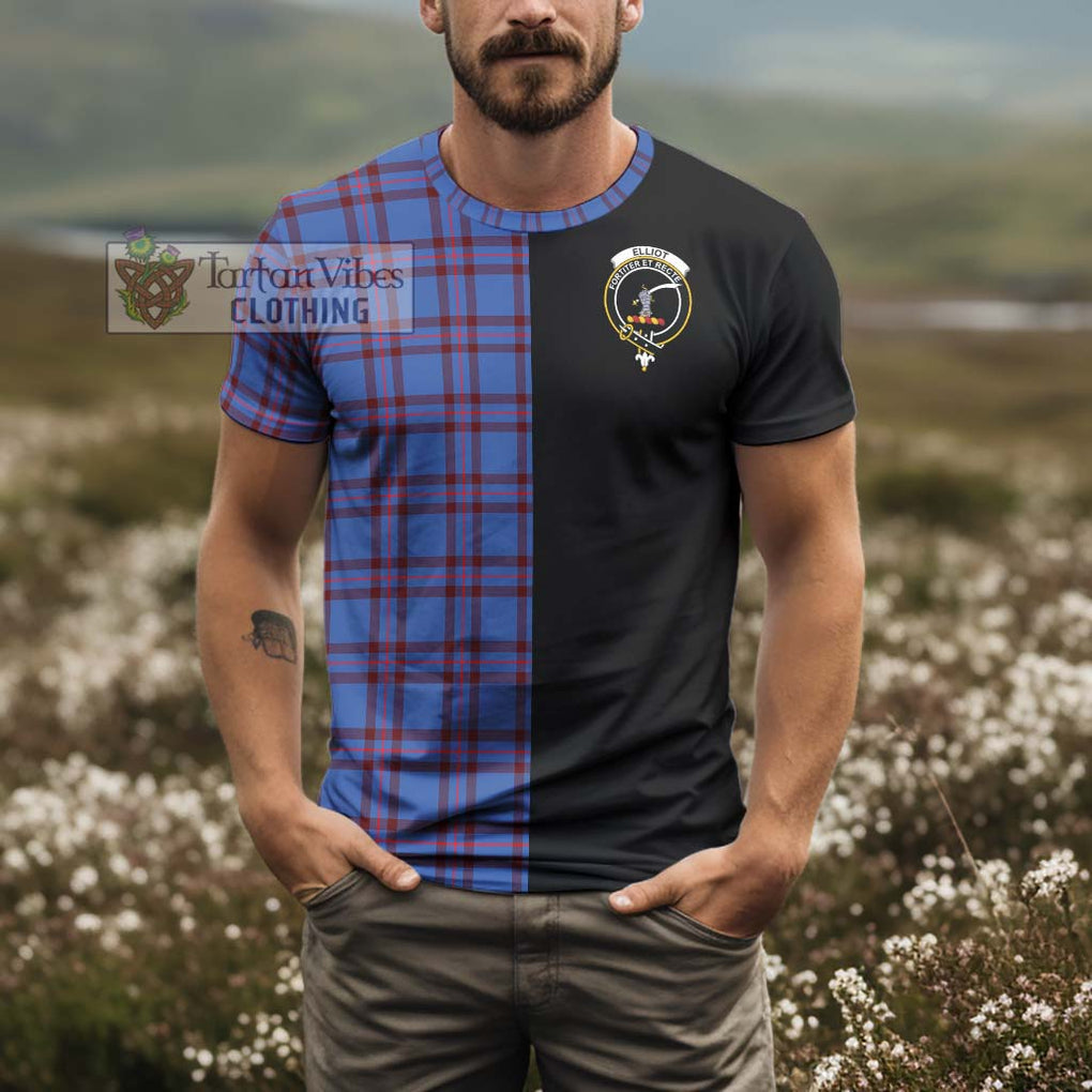 Elliot Modern Tartan T-Shirt with Family Crest and Half Of Me Style - Tartanvibesclothing Shop