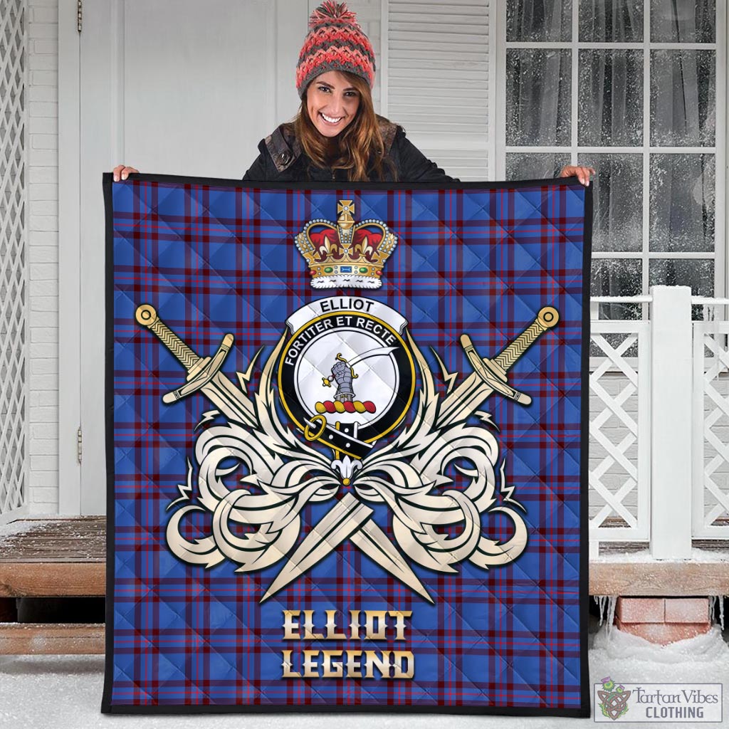 Tartan Vibes Clothing Elliot Modern Tartan Quilt with Clan Crest and the Golden Sword of Courageous Legacy