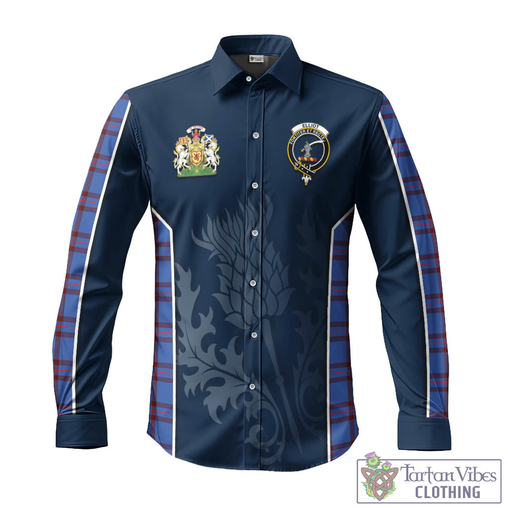 Tartan Vibes Clothing Elliot Modern Tartan Long Sleeve Button Up Shirt with Family Crest and Scottish Thistle Vibes Sport Style