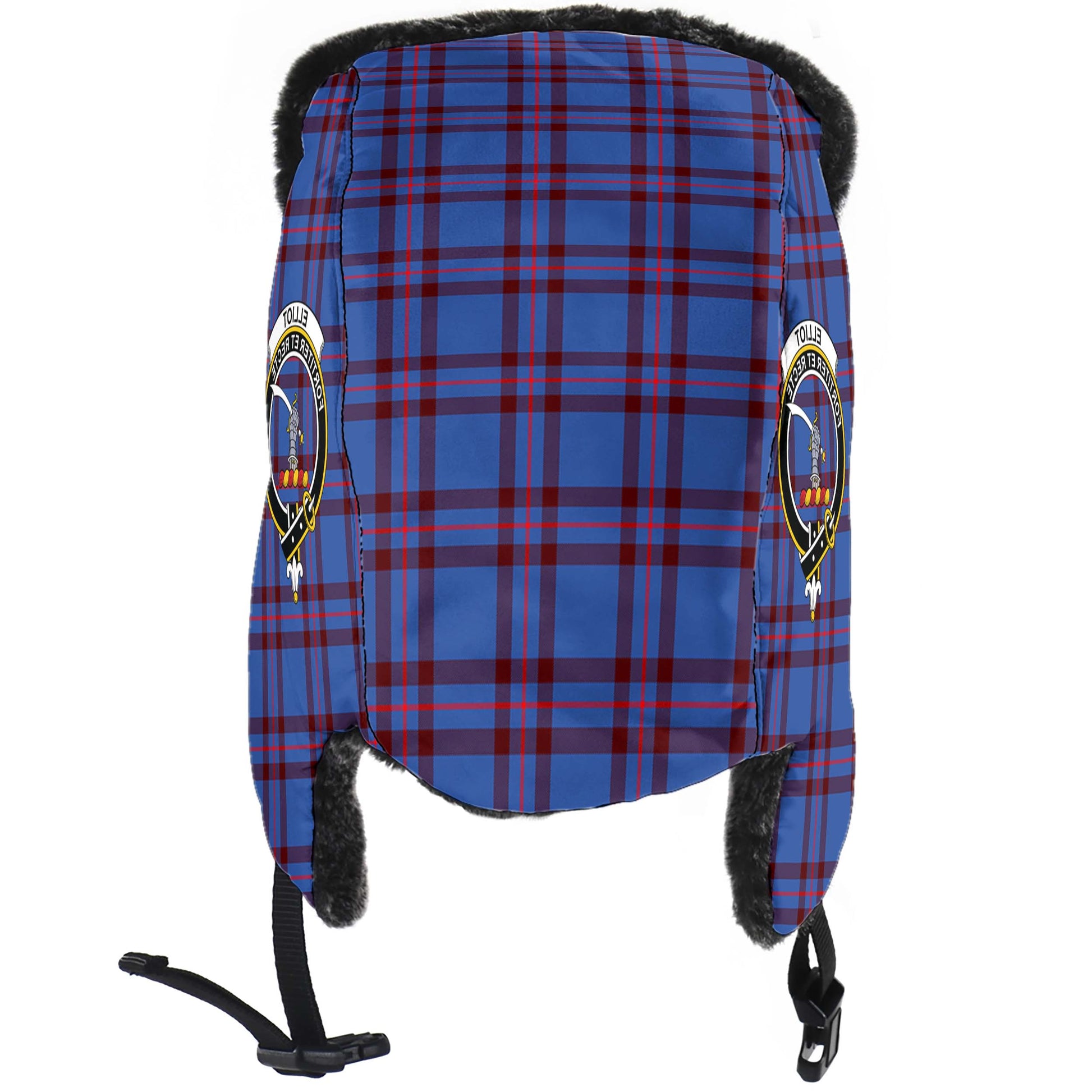 Elliot Modern Tartan Winter Trapper Hat with Family Crest - Tartanvibesclothing