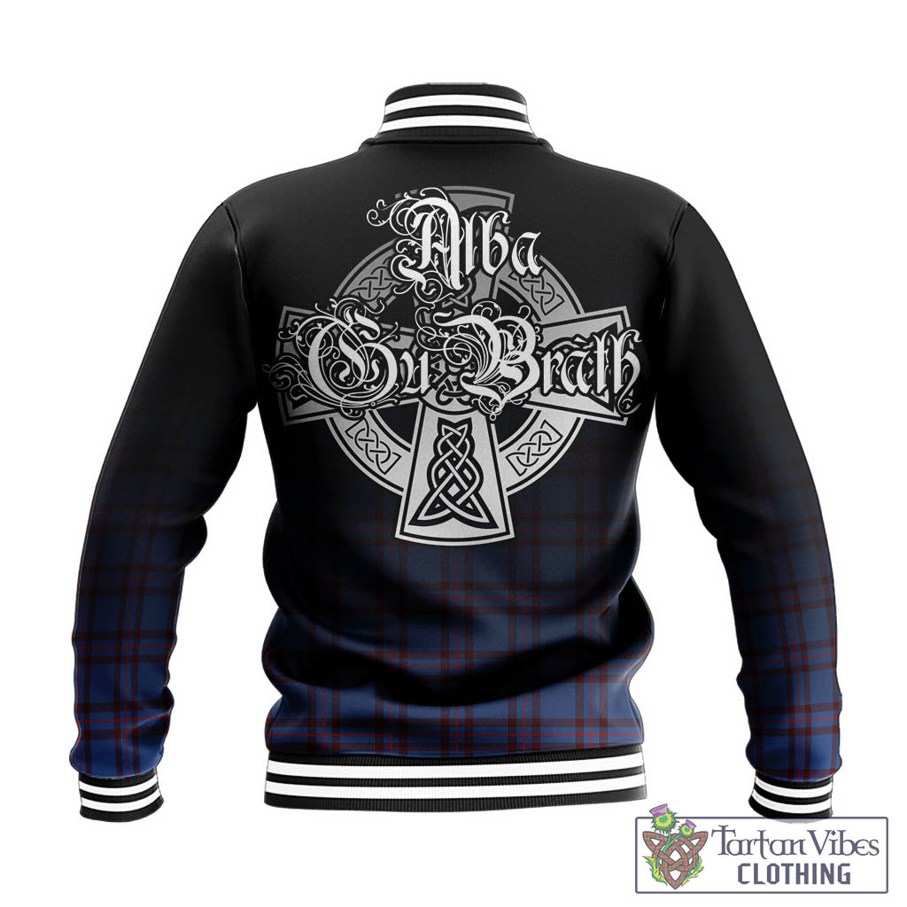 Tartan Vibes Clothing Elliot Modern Tartan Baseball Jacket Featuring Alba Gu Brath Family Crest Celtic Inspired