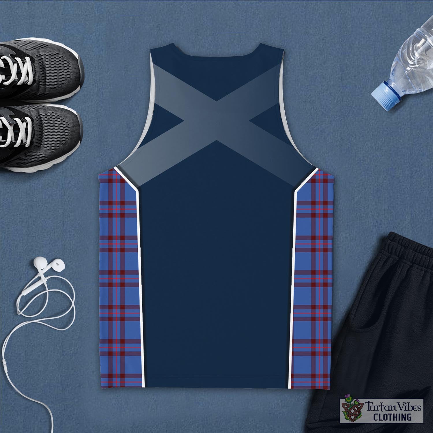 Tartan Vibes Clothing Elliot Modern Tartan Men's Tanks Top with Family Crest and Scottish Thistle Vibes Sport Style