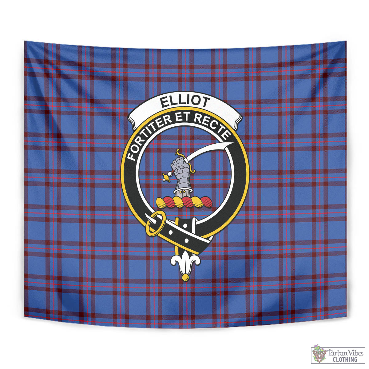 Tartan Vibes Clothing Elliot Modern Tartan Tapestry Wall Hanging and Home Decor for Room with Family Crest