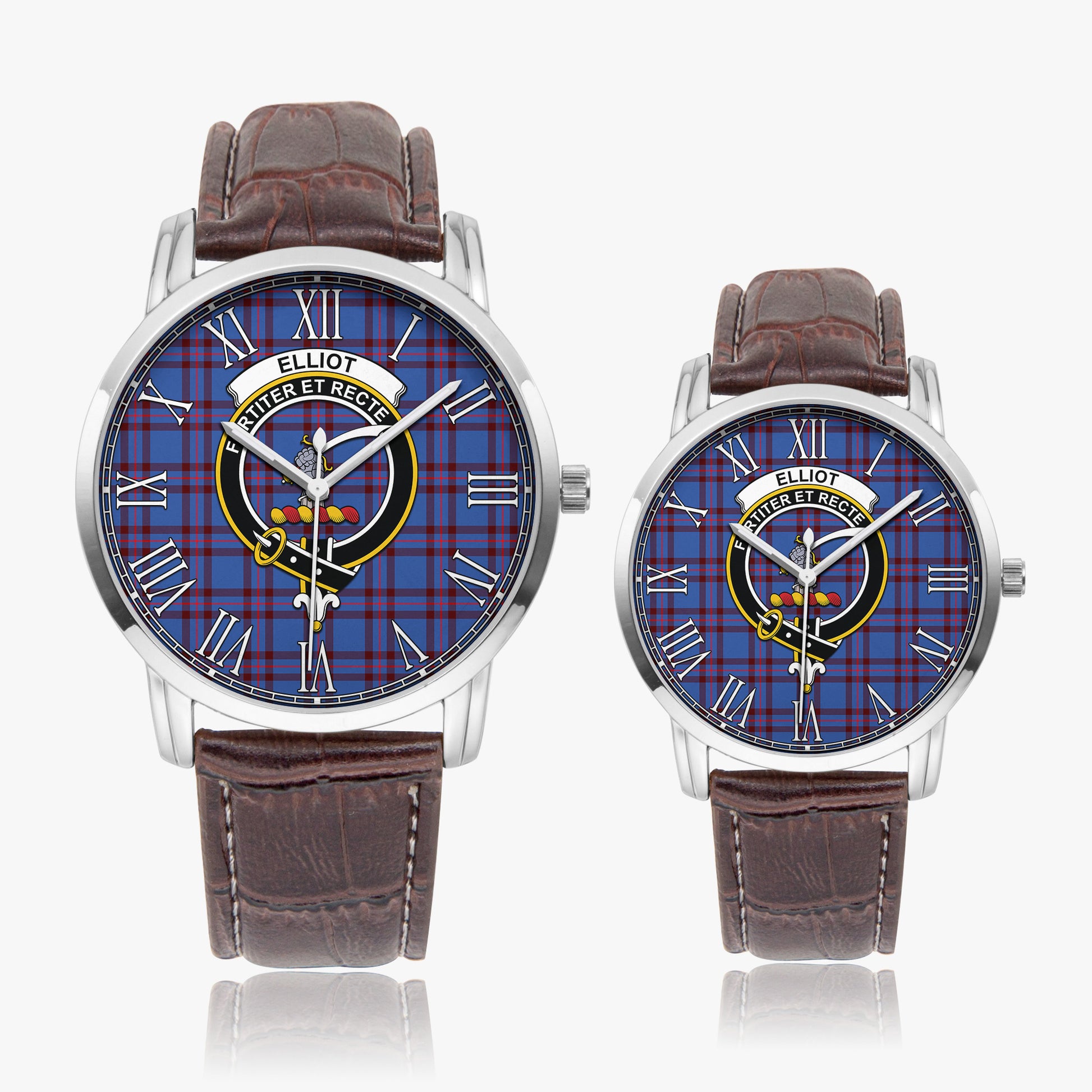 Elliot Modern Tartan Family Crest Leather Strap Quartz Watch - Tartanvibesclothing