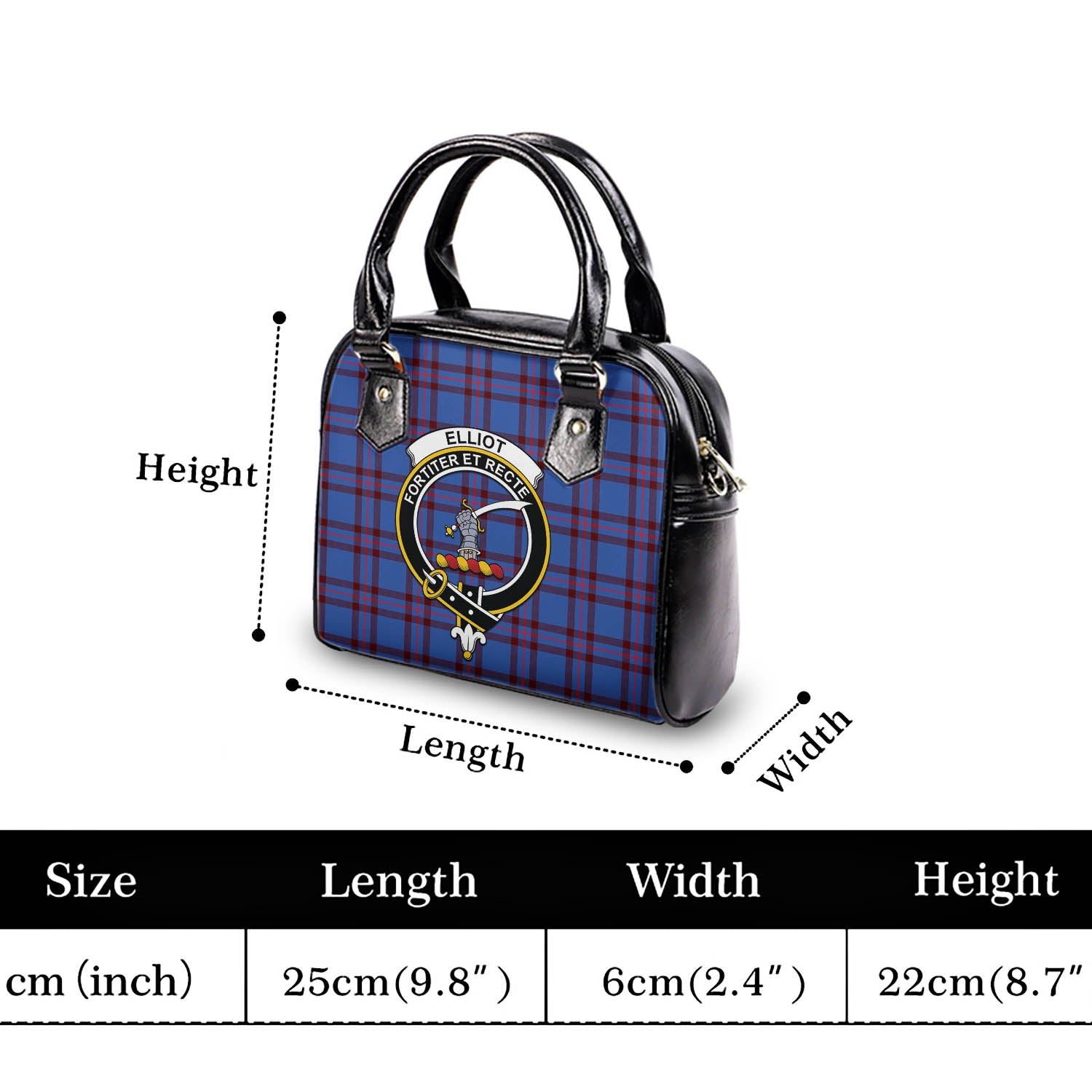 Elliot Modern Tartan Shoulder Handbags with Family Crest - Tartanvibesclothing